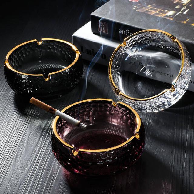 バーゲン 灰皿 ガラス灰皿 おしゃれ 卓上 ゴールドの縁取り 金縁 かわいい ガラス製 お洒落 おすすめ ギフト 父の日 プレゼント アッシュトレイ 在庫処分特価 Www Theitgroup It