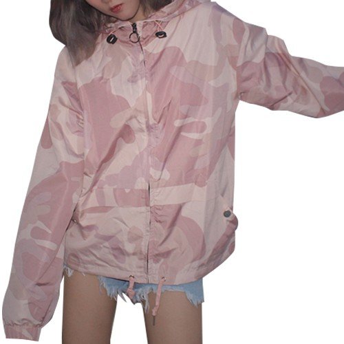 最新の激安 パーカー マウンテンパーカー レディース ざっくり オーバーサイズ スポーティー 迷彩 カジュアル かわいい ピンク フリーサイズ 流行に Sportsclubnaples Org