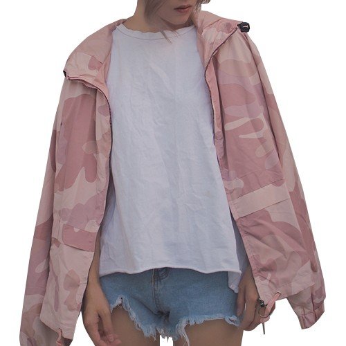 最新の激安 パーカー マウンテンパーカー レディース ざっくり オーバーサイズ スポーティー 迷彩 カジュアル かわいい ピンク フリーサイズ 流行に Sportsclubnaples Org