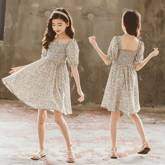 女性に人気 夏感溢れる可愛い花柄 シフォンワンピース ノースリーブ 女の子 おしゃれワンピース リゾートワンピース 韓国子供服 キッズドレス ドレス