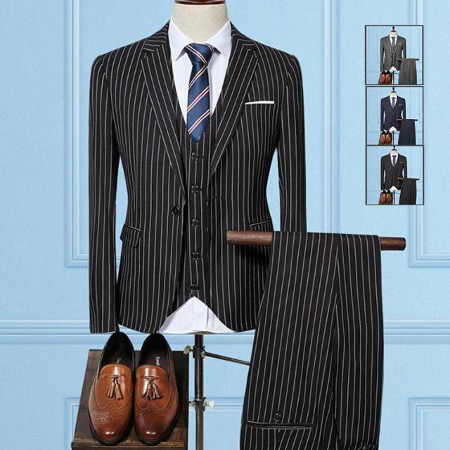ブランドおしゃれ スリーピーススーツ スーツ メンズ ビジネススーツ カジュアルスーツ 1ボタン ストライブ スーツセット 細身 通勤 卒業式 入学式 春物 春 圧倒的高評価 Richterrubber Com