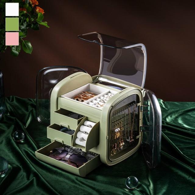 代引不可 ジュエリー アクセサリー用品 収納ボックス ケース 大容量 見せる収納 ピアス 指輪 引き出し 無地 クリア ピンク グリーン ホワイトエレ 在庫処分セール Carlavista Com