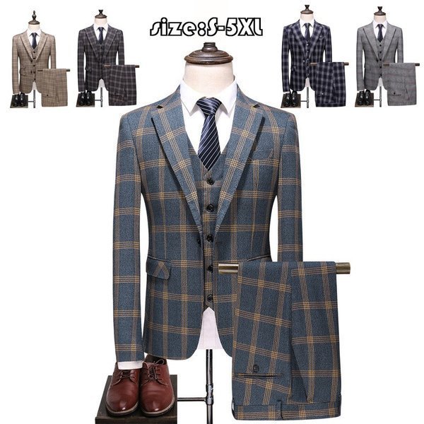 21新作 メンズスーツ 3ピーススーツ ビジネススーツ チェック柄 1つボタン メンズ スリムスーツ 男性用 紳士服 大きい セットアップ ファッショ 速達メール便送料無料 Speufpel Com
