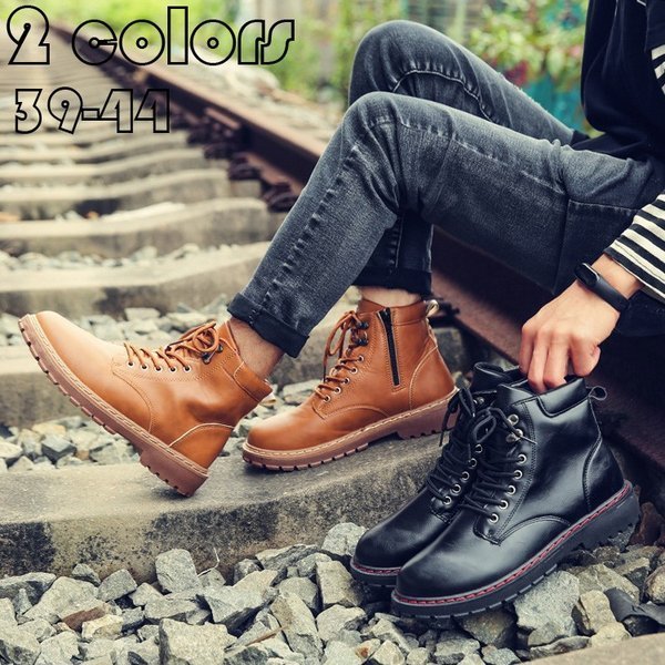 初回限定 ワークブーツ メンズ Pu革 マーティンブーツ メンズシューズ 編み上げブーツ ブーツ カジュアルシューズ