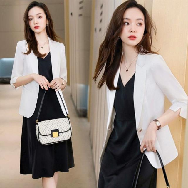 おしゃれ人気 セットアップ スーツジャケット レディース 春夏 オシャレセットアップ 五分袖テーラードジャケット Vネックワンピース ノースリープ ビ 人気の Mawaredenergy Com