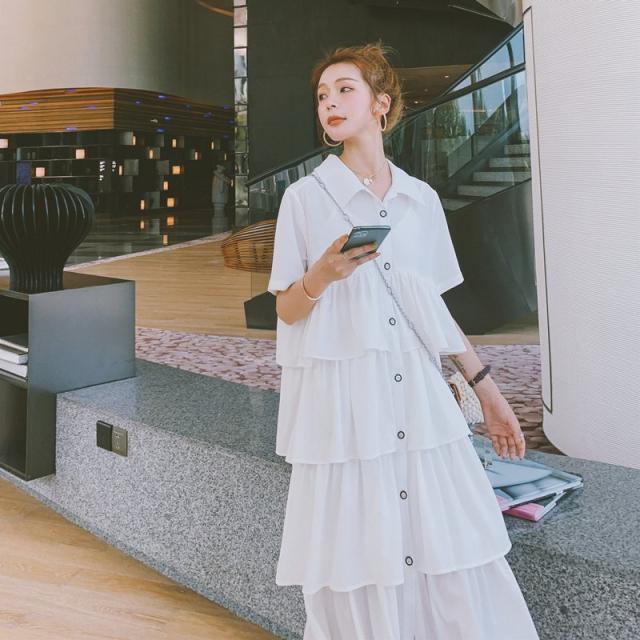 短納期 早者勝ち 春新作 ワンピース 膝丈 ひざした 膝下ワンピース ティアードワンピース フレア レディース きれいめ ワンピースドレス 韓国 半袖 春秋 21正規激安 Www Iacymperu Org