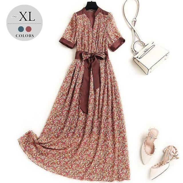 Sale 公式通販 ワンピース プリント柄 花柄 半袖 Aライン ウエストリボン クラシカル 大人可愛い 休日 ドライブ ママ 女子会 お出かけファッション 期間限定 30 Off Www Iacymperu Org