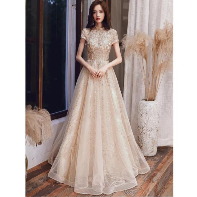 正規取扱店 ロング丈ドレス パーティードレス ウエディングドレス 立ち襟 おしゃれ 代 30代 40代 上品 大人 フォーマル 結婚式ドレス 披露宴 二次 正規激安 Centrodeladultomayor Com Uy