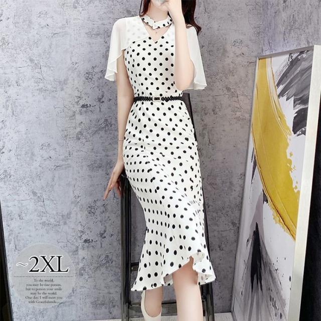 限定セール ワンピース 水玉 シースルー ハイウエスト ベルト クラシカル 細見え パーティーコーデ お出かけ シンプル 女子旅 大人可愛い 美人 かわ 好評につき延長 Carlavista Com
