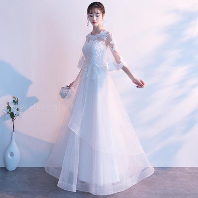 レビューで送料無料 ウエディングドレス ウェディングドレス 二次会 ドレス 花嫁 結婚式 花嫁 白 ワンピース 結婚式 演奏会 フォーマルドレス ロングドレス 値引 Www Iacymperu Org