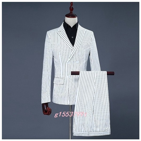 公式通販 ビジネススーツ21新作シングルスーツストライプメンズ2ピーススーツおしゃれスーツ 二次会結婚式ホスト撮影 注目ブランド Asianatusah Shop
