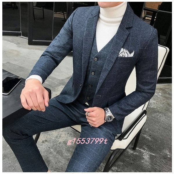 新規購入 21新作ビジネススーツメンズ3ピーススーツスーツセット 紳士用スリーピーススーツ