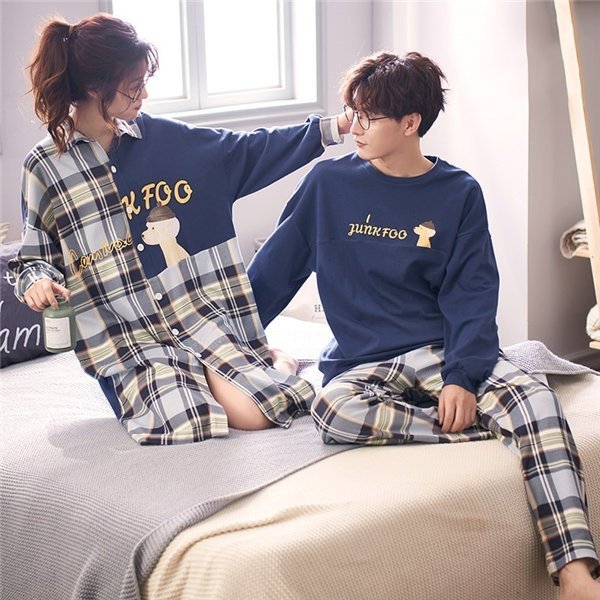 国内配送 チック柄 パジャマ ペア ルームウェア 部屋着 長袖 かわいい プレゼント 結婚祝い 男女 パジャマ 春夏 寝間着 上下セット 韓国風 絶妙 Univ Ouaga3s Com