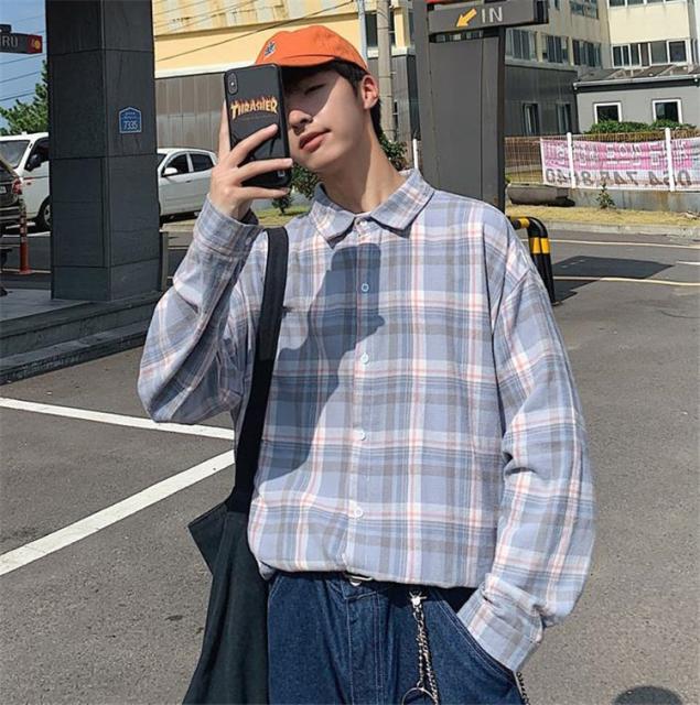 チェック柄 長袖 シャツ 韓国 トレンド メンズ トップス コート 学生 男性の通販はau Pay マーケット Grinfactory Au Pay マーケット店 商品ロットナンバー