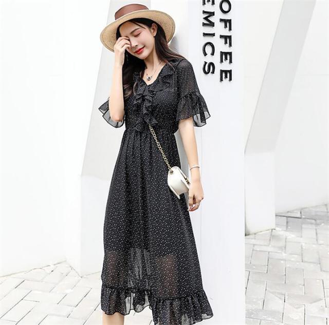 爽やかワンピース スウィート Vネック ドット シフォンワンピース ロングスカートの通販はau Pay マーケット Grinfactory Au Pay マーケット店 商品ロットナンバー