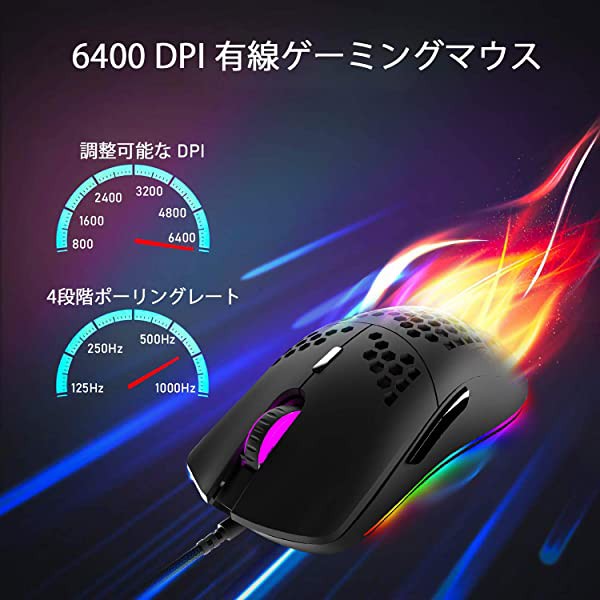 代引不可 ゲーミングマウス 小型 軽量 ハニカムデザイン オムロンスイッチ搭載 6400dpi 7鍵 Pc Ps4 スイッチ対応 ブラック 超歓迎 Diquinsa Com Mx