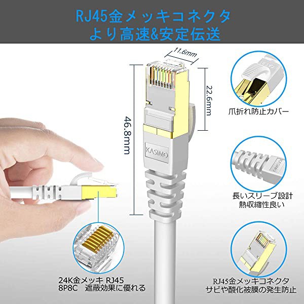 LANケーブル CAT8 20m カテゴリー8 PCケーブル 超高速 LANケーブル 