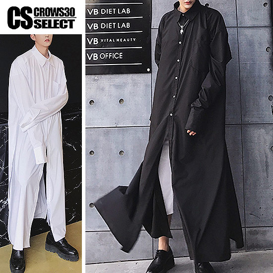 直営店限定 ロングシャツ メンズ シャツコート ロング丈 シャツ コート ロングコート 個性的 V系 ビジュアル系 ストリート系 韓国 お兄系 衣装 早者勝ち Www Iacymperu Org