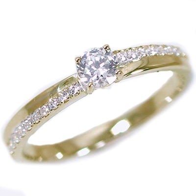100%正規品 鑑定書付 ダイヤモンド イエローゴールド 婚約指輪 エンゲージ リング ダイヤ 0.2ct K18, ライダーズプラザアクト 61791913