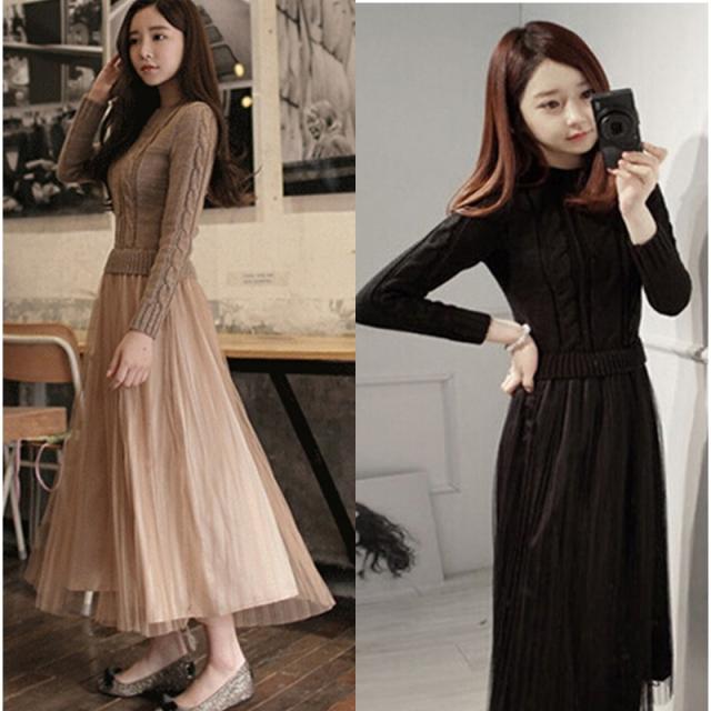 人気のファッショントレンド 上ニット ロング マキシ ワンピース