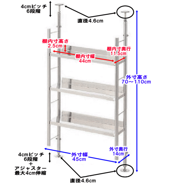 新版 スパイスラック 突っ張り シンク上 調味料ラック 3段 レギュラー 幅45 薄型 スリム キッチンラック おしゃれ ステンレス 燕三条 日本製 激安ブランド Olsonesq Com