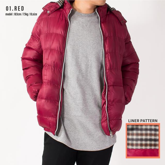 中綿ジャケット メンズ 無地 ジャケット アウター フード 軽量 防寒