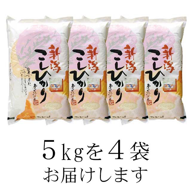 【令和4年産】新潟県産 コシヒカリ 20kg （5キロ×4袋） 【送料無料 ※沖縄別送+2,200円】 米 20キロ 送料無料 精米 令和4年