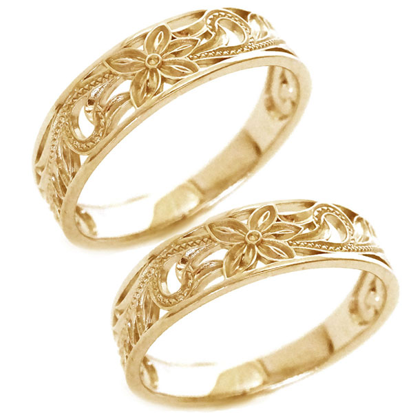 ハワイアンジュエリー ペアリング 2本セット ピンクゴールド K10 結婚指輪 マリッジリング K10pg プルメリア スクロールの通販はau Wowma ワウマ Maオリジンジュエリー Au Wowma 店 商品ロットナンバー