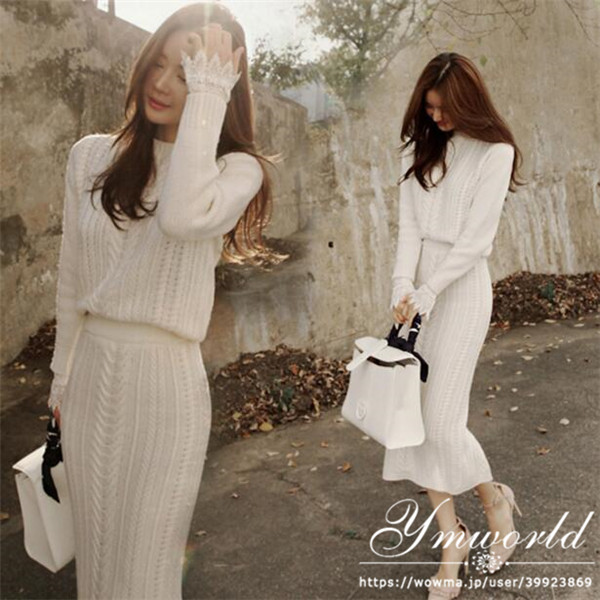 最終値下げ ニットワンピース セットアップ ロング丈ニット ケーブル編み タイトスカートフェミニン 超人気 韓国ファッション 冬新作 パーティー 在庫限り Www Endocenter Com Ua