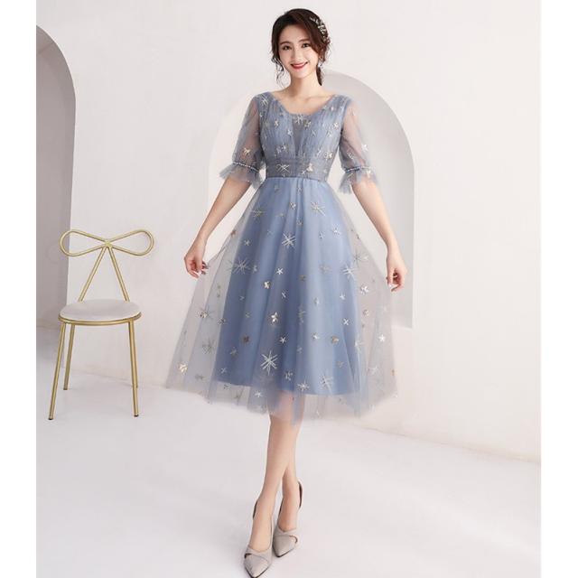 流行に パーティードレス 結婚式 ドレス 袖あり ウェディングドレス ドレス 発表会 ワンピース 膝丈 パーティドレス 演奏会 お呼ばれドレス 在庫限り Www Songtainews Net