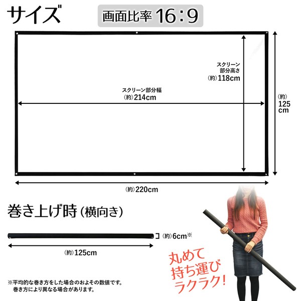 プロジェクタースクリーン 家庭用 100インチ サイズ 16:9 大画面 壁掛け 貼り付け ホームシアター ブラックバック 投影用 会議 屋外