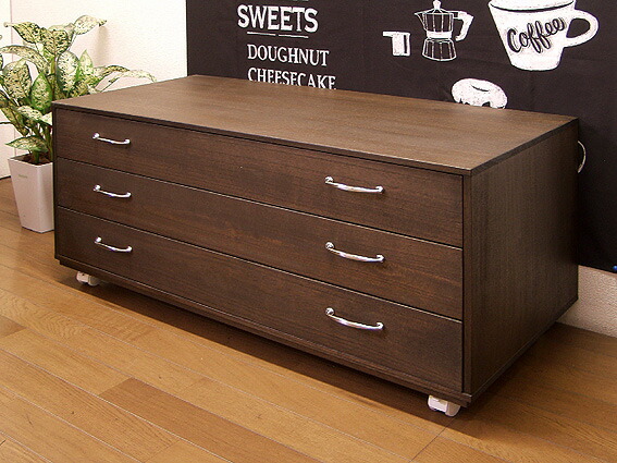 最適な価格 桐チェスト ローチェスト 3段 キャスター付 ウォールナット色 ダークブラウン色幅100 奥行き45 押入れ クローゼッ 送料無料 Olsonesq Com