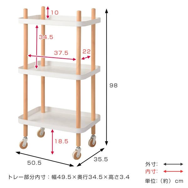 お得最新品 キャスターワゴン 3段 ナチュラルデザイン Sylph 幅50.5cm ( 収納ラック 収納 ワゴン ラック キッチンワゴン サイドワゴン キッチン収納の通販はau PAY マーケット - インテリアパレット|商品ロ 正規激安