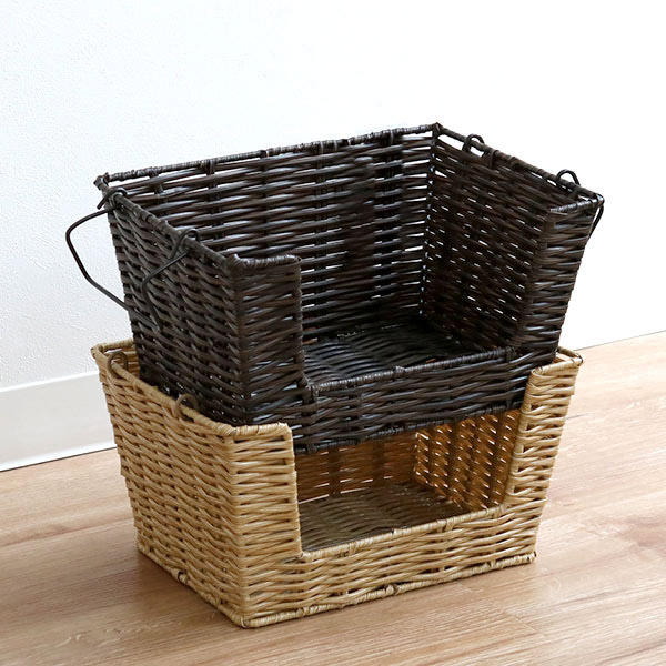 バスケット 幅26×奥行19×高さ14cm WICKER BASKET シェルフ S 前開き （ 収納 かご カゴ 収納バスケット 小物収納