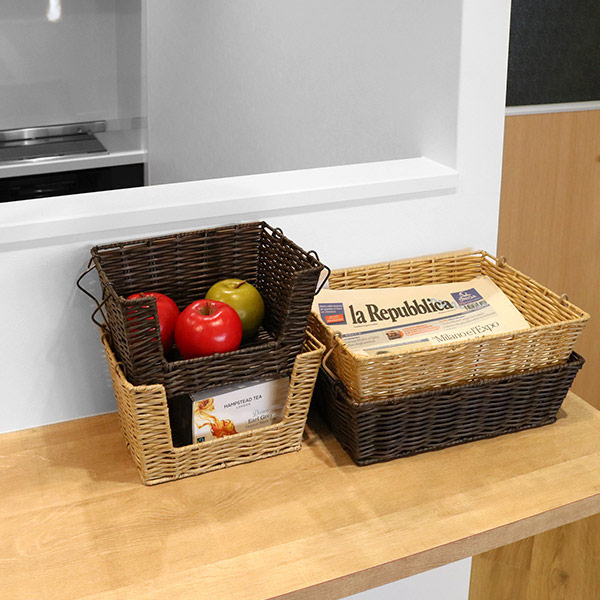 バスケット 幅26×奥行19×高さ14cm WICKER BASKET シェルフ S 前開き （ 収納 かご カゴ 収納バスケット 小物収納