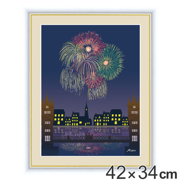 リアルサープラス 絵画 花火 42 34cm 田口みちる 額入り 巧芸画 インテリア 壁掛け ポスター アートフレーム アートポスター 絵 風景画 夜空 花火 激安単価で Keita Com Br