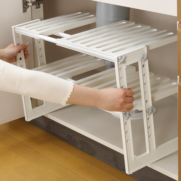 収納棚 シンク下フリーラック 2段 伸縮タイプ 組立式 整理棚 収納ラック キッチンラック シンク下 キッチン収納 収納 鍋 フライパの通販はau Pay マーケット お弁当グッズのカラフルbox 商品ロットナンバー