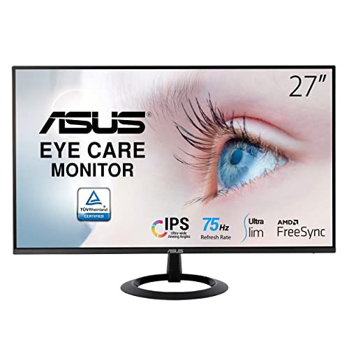 ASUS モニター Eye Care VZ27EHE 27インチ/フルD/IPS/75Hz/1ms/薄さ6.5mm/HDMI,D-sub/ブルーライト軽減/フリッカフリー/VESA対応/国内正