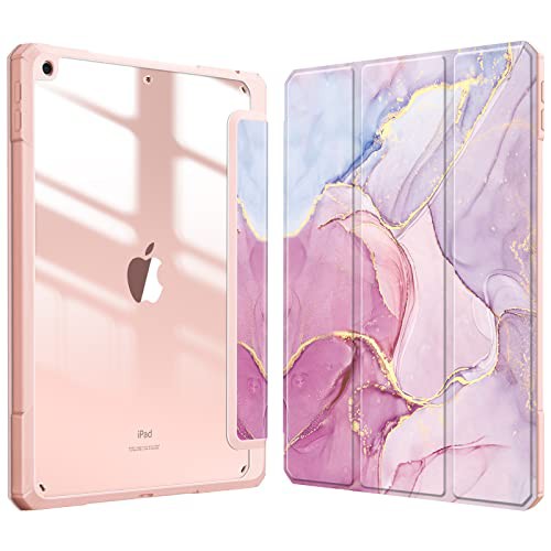 Fintie iPad 10.2 ケース iPad 第9 / 8 / 7世代 ケース 2021 2020 2019 透明バックカバー Apple Pencil 収納可能 三つ折スタンド スリー