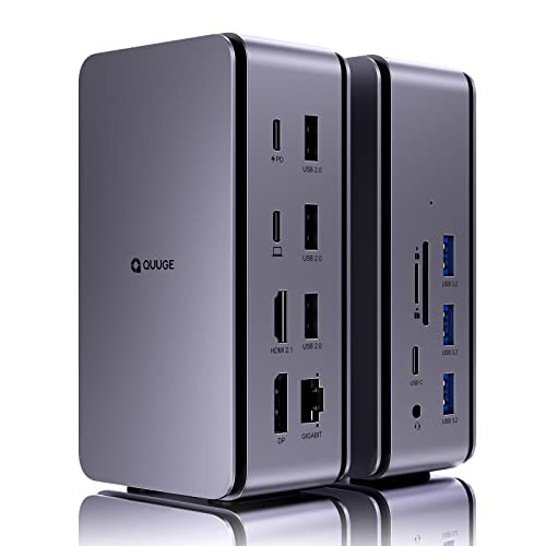 QUUGE 14in1 USB4 Dock ドッキングステーション type c 縦置き型 Thunderbolt 4 ドック MST機能 8K Thunderbolt 3 ハブ HDMIとDP併用可