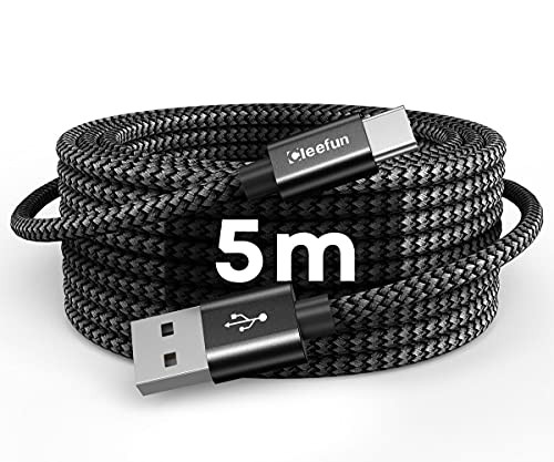 USB Type C ケーブル【5m 長さ】CLEEFUN タイプC ケーブル USB2.0 データ転送 USB A to USB C ケーブル QC3.0対応 充電コード タイプc 高