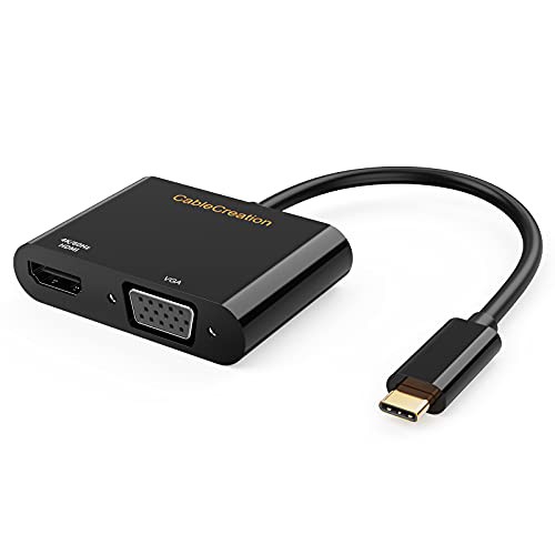 USB Type C to HDMI VGA 変換アダプタ, CableCreation 2-in-1 USB C (Thunderbolt 3対応)to HDMI(4K@60Hz) VGA コンバーター, MacBook Pr