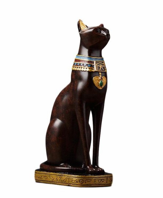 置物 古代エジプト 猫神 民族風 大サイズ レッド系