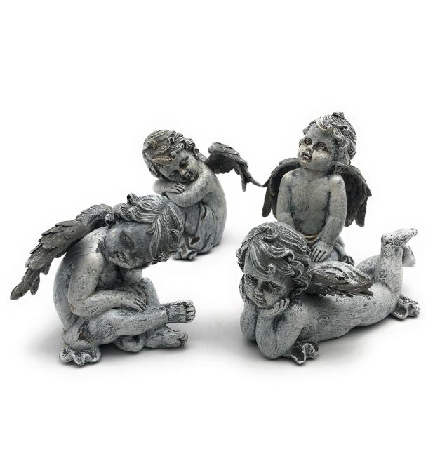 全ての ガーデンオーナメント 置物 エンジェル 石のような風合い アンティーク風 4個セット 在庫あり 即納 Bayounyc Com