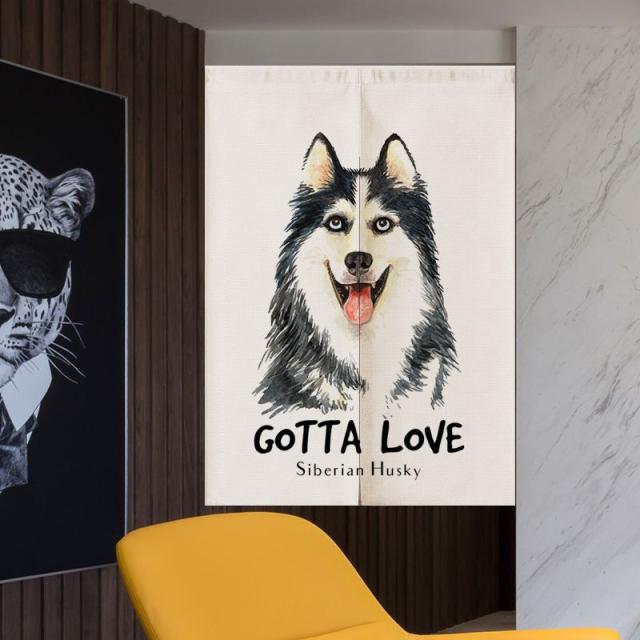 お取り寄せ のれん イヌのイラスト 手書き風 英語の名前入り シベリアンハスキー の通販はau Pay マーケット ノイシュタット 商品ロットナンバー