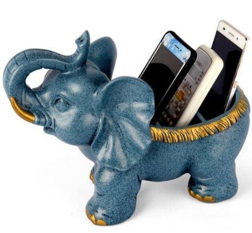 開店祝い リモコンラック 小物入れ かわいい インドゾウ 象 ヨーロピアン風 ネイビー 送料無料 Olsonesq Com