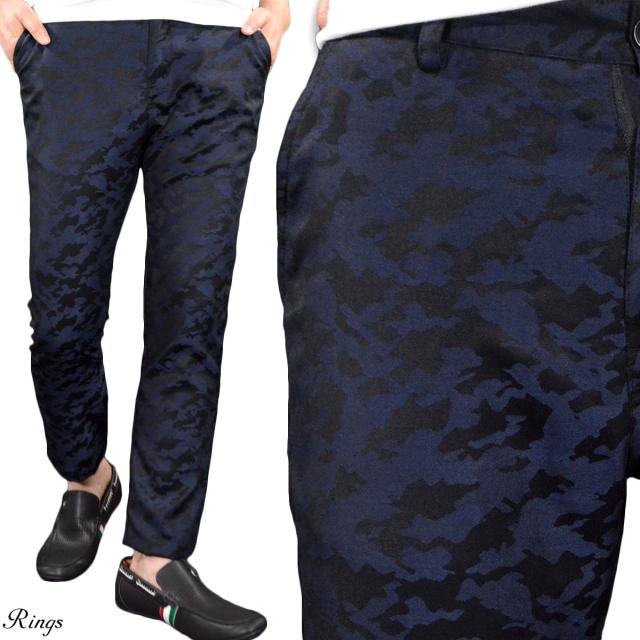 スキニーパンツ アンクル カモ柄 迷彩 メンズ スリム ボトムス 9分丈