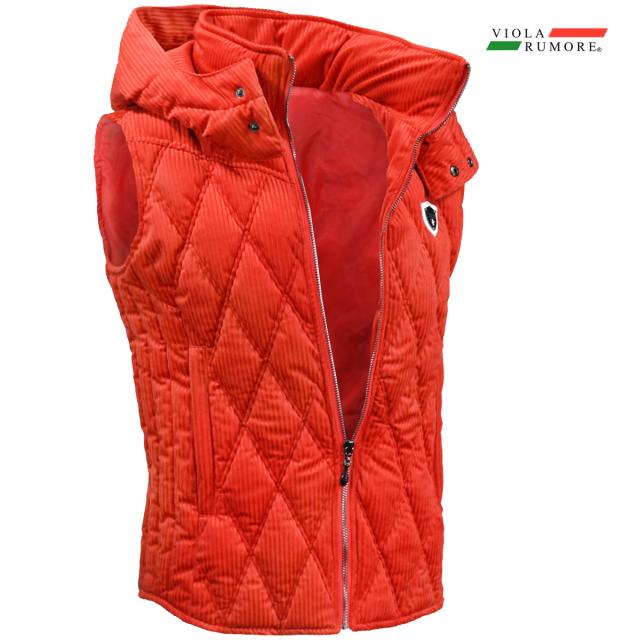 メール便送料無料 Viola Rumore ヴィオラ ビオラ 中綿ベスト メンズ アウター ストライプ起毛 フード フルジップベスト Mens レッド赤 シニアファッション Asianatusah Shop