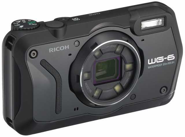 RICOH WG-6 ブラック 本格防水カメラ 20メートル防水 耐衝撃 防塵 耐寒 2000万画素 4K動画対応 高性能GPS内蔵 水中専用マーメードモード