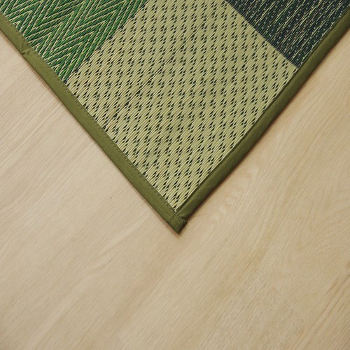 い草 ラグマット/絨毯 (ブロック柄 グリーン 約176×230cm) 長方形 裏面：防滑加工 調湿 消臭効果 (リビング)の通販はau